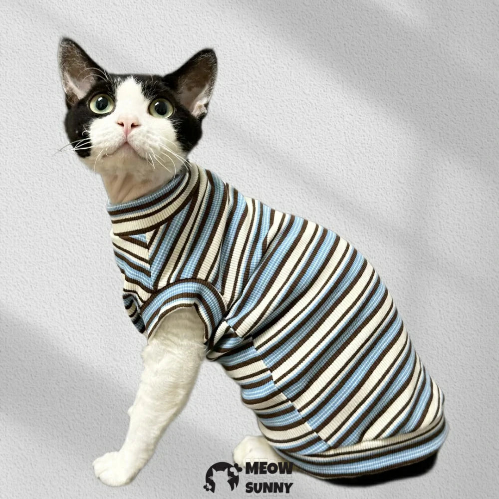 Summer pure cotton belly protection warm hypoallergenic hairless cat vest short sleeves