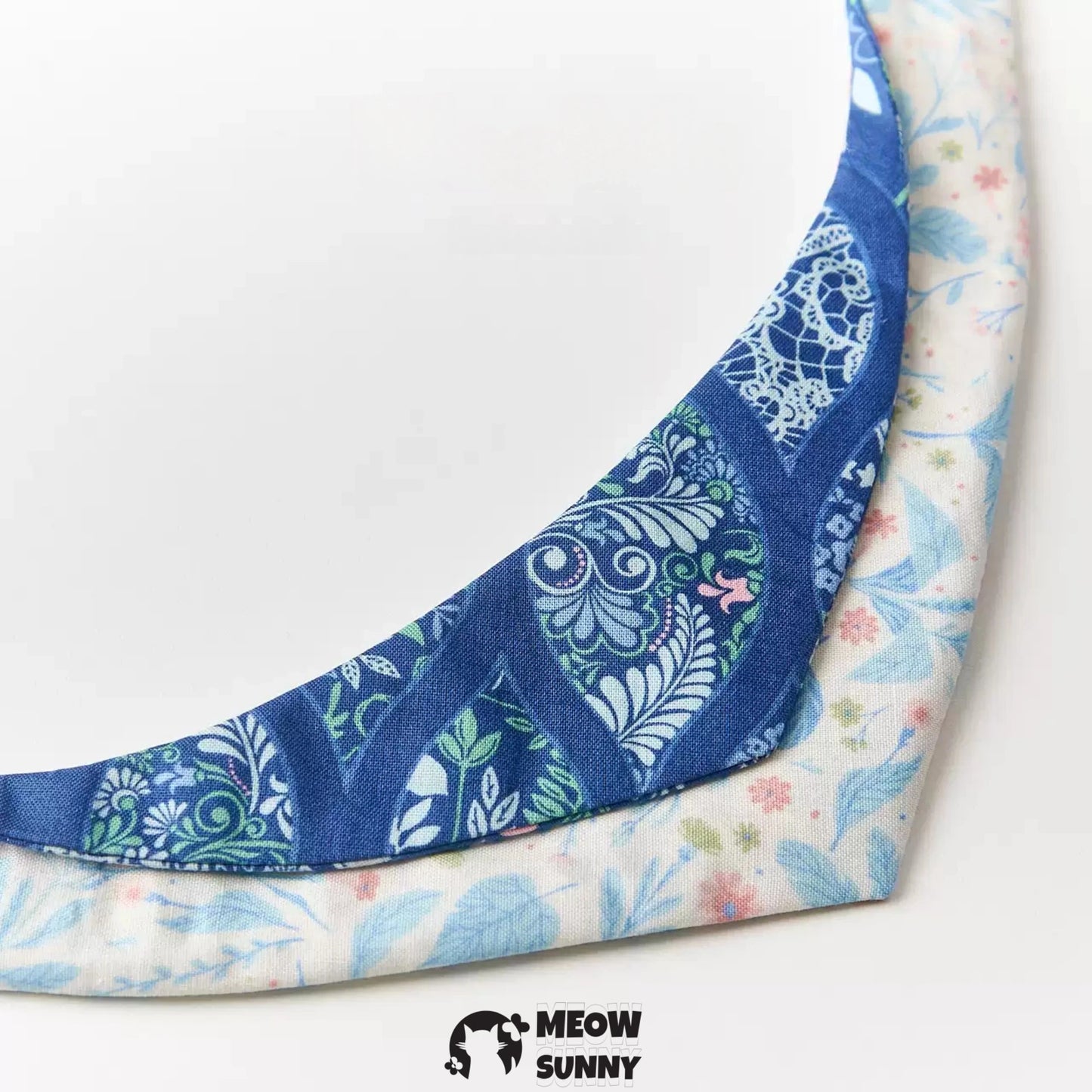 Blue Printed Cotton Dog and Cat Bib, Medium