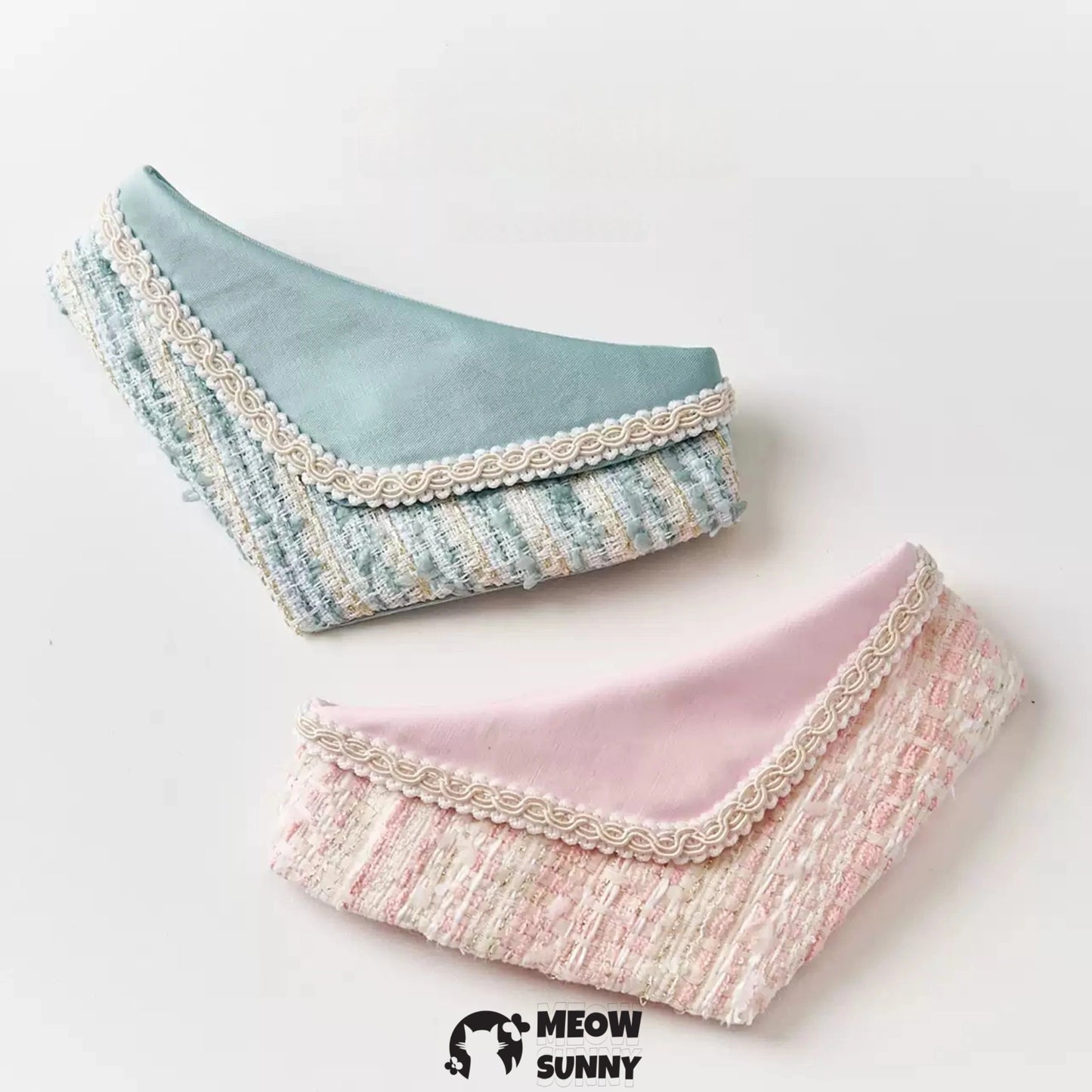 Elegant Tweed Pet Cat & Dog Triangle Bibs,Customizable Name
