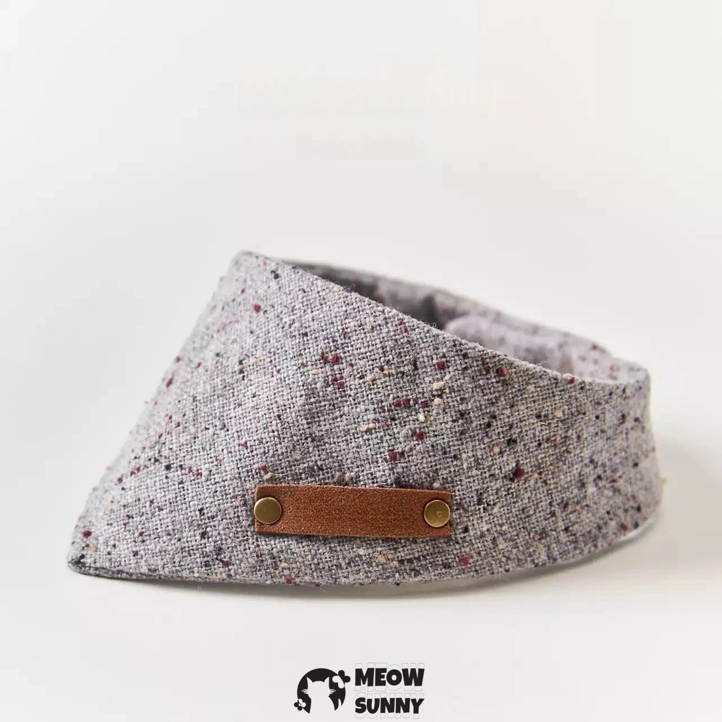 Wool Series Neutral Gray Pet Dot & Cat and Dog Triangle Bibs,Customizable Name