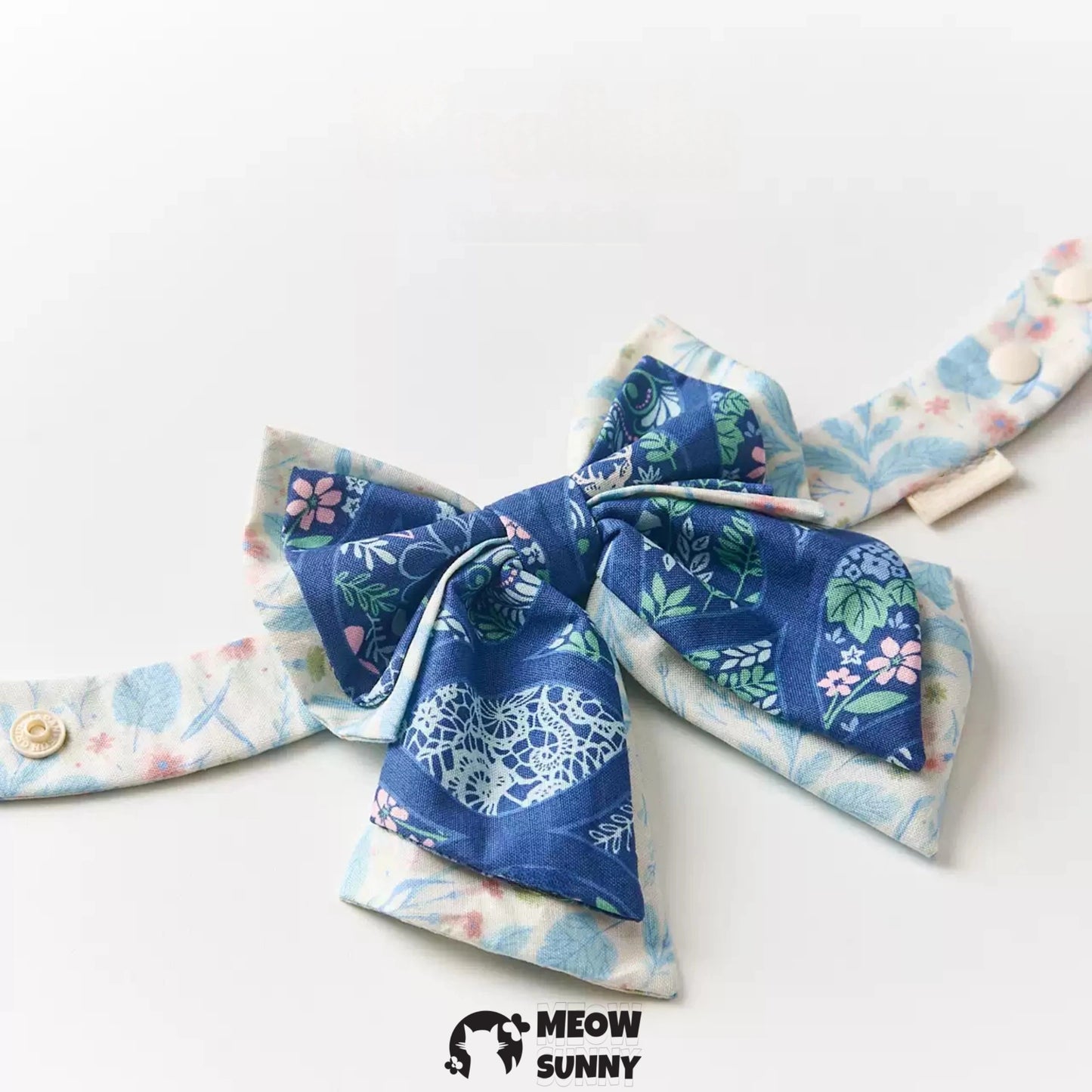 Blue Printed Dog and Cat Bow Tie, Large