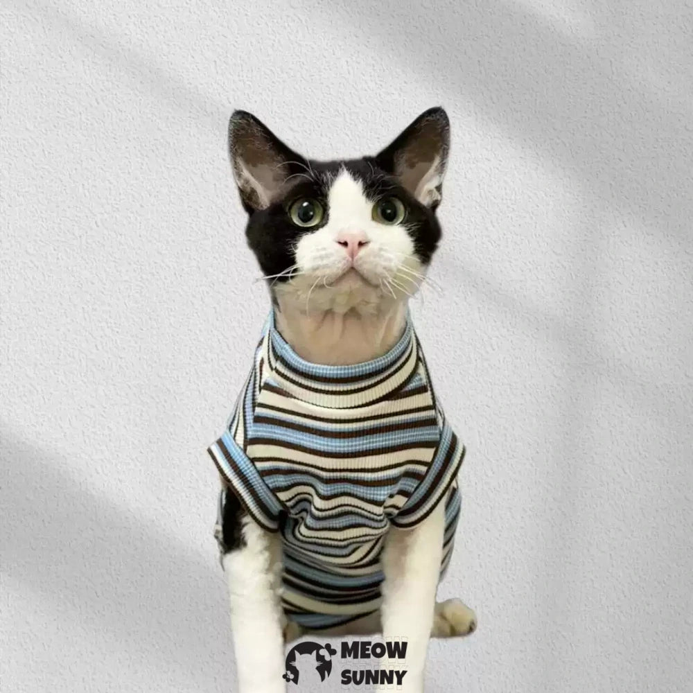 Summer pure cotton belly protection warm hypoallergenic hairless cat vest short sleeves