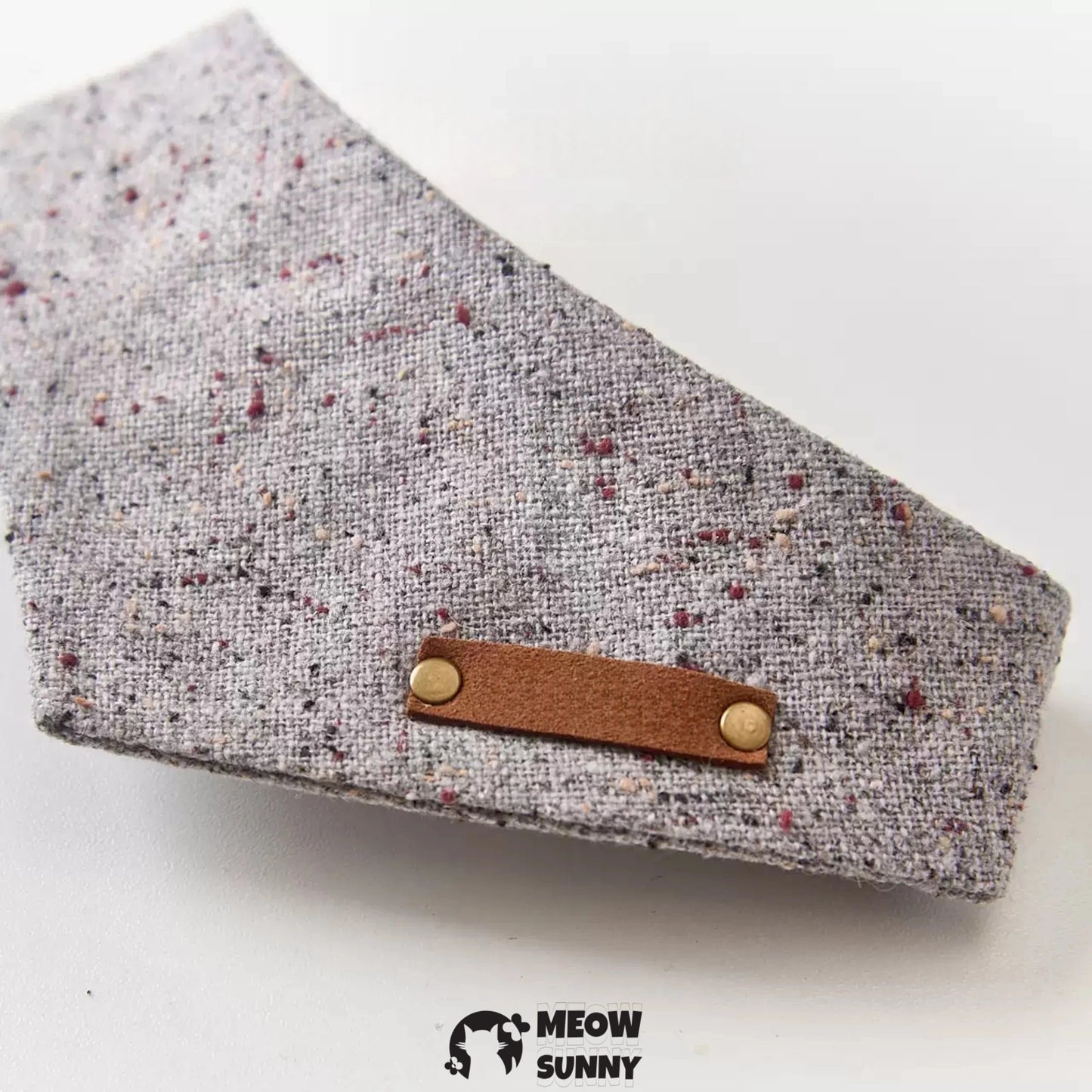 Wool Series Neutral Gray Pet Dot & Cat and Dog Triangle Bibs,Customizable Name