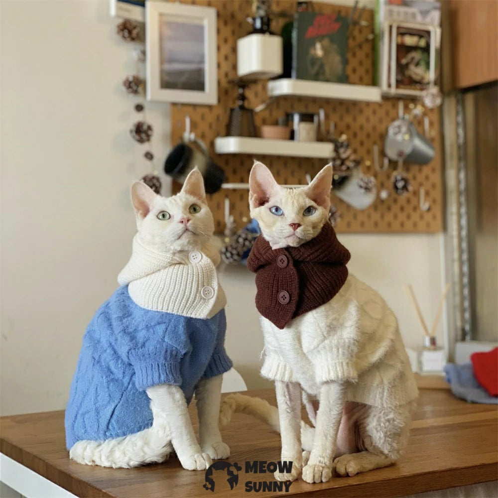 Hairless cat clothes Korean style knitted sweater belly protection kitten thick coat