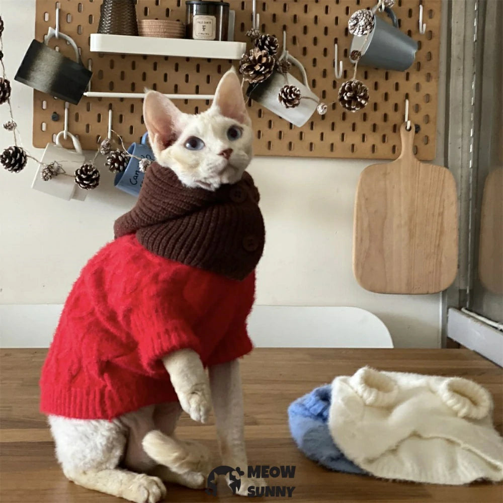 Hairless cat clothes Korean style knitted sweater belly protection kitten thick coat