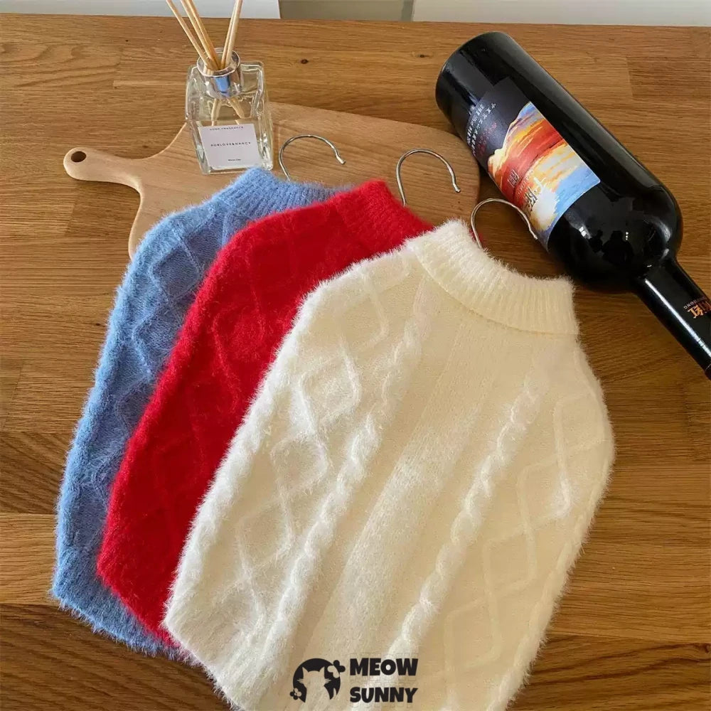Hairless cat clothes Korean style knitted sweater belly protection kitten thick coat