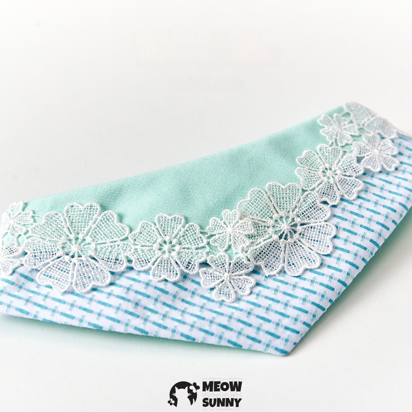 Lace Flower Mint Cat & Dog Pet Triangle Bibs