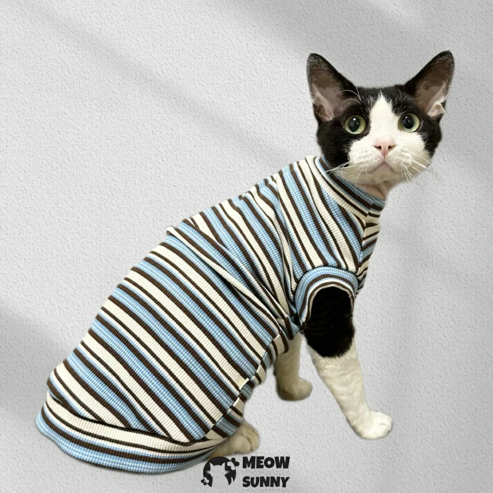 Summer pure cotton belly protection warm hypoallergenic hairless cat vest short sleeves