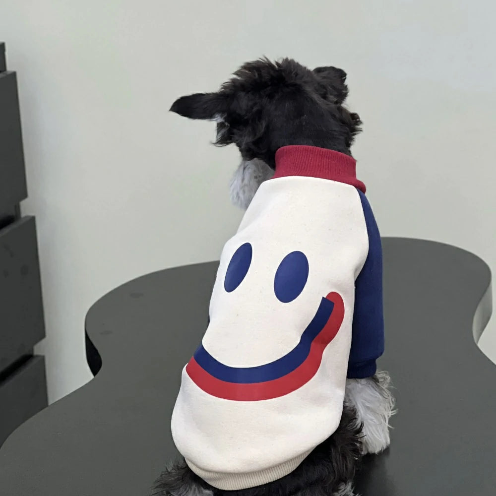 Dog autumn and winter clothes plush cotton colorblock sweatshirt