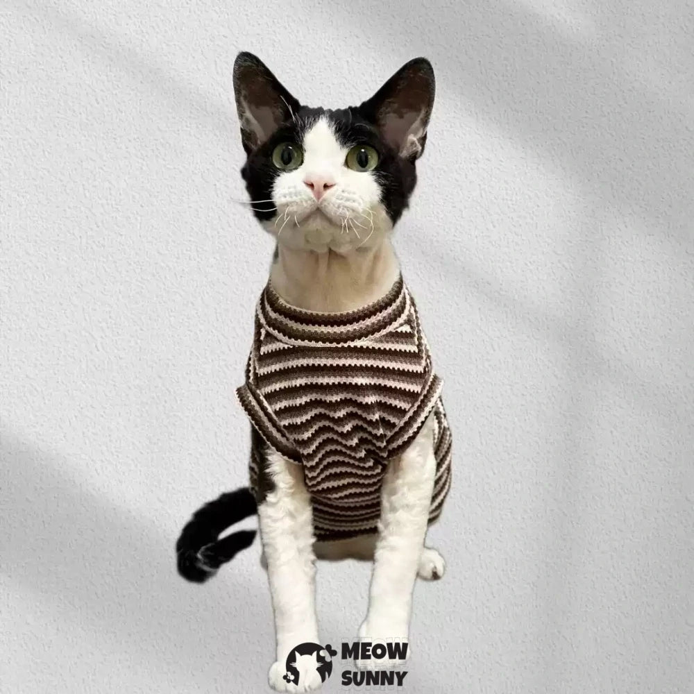 Summer Hairless Cat Clothes German Short Sleeve Striped Cotton Vest