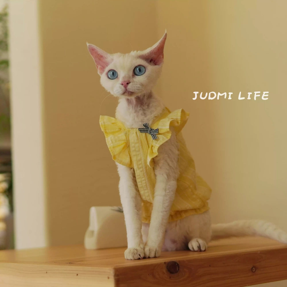 Sphynx Hairless Cat Summer Lightweight Cool Cute Yellow Vest