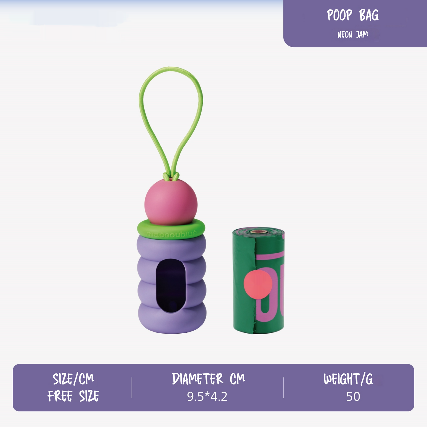 Pet Poop Bag Dispenser for Leash (Includes One Roll)