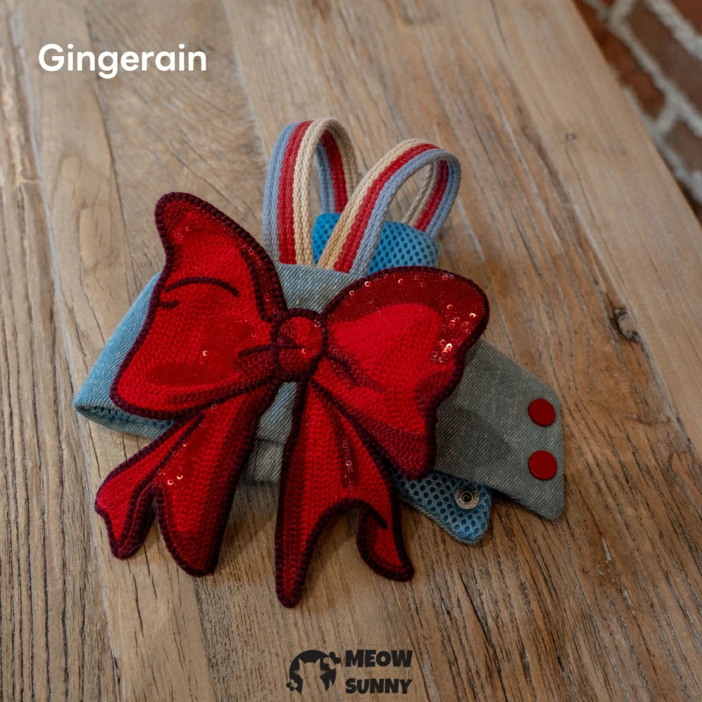 Big Bow Cat Leash Set with Hat