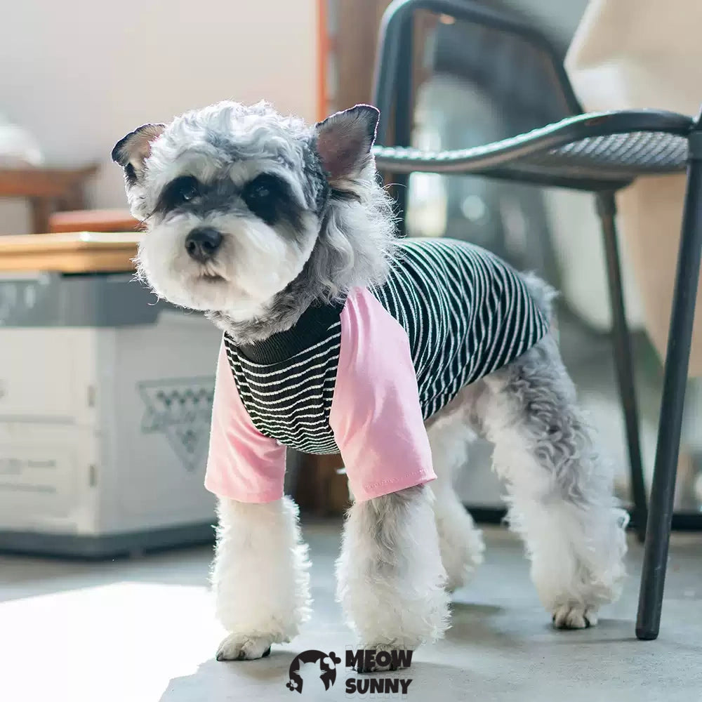 Black and pink patchwork summer thin dog Cotton T-shirt