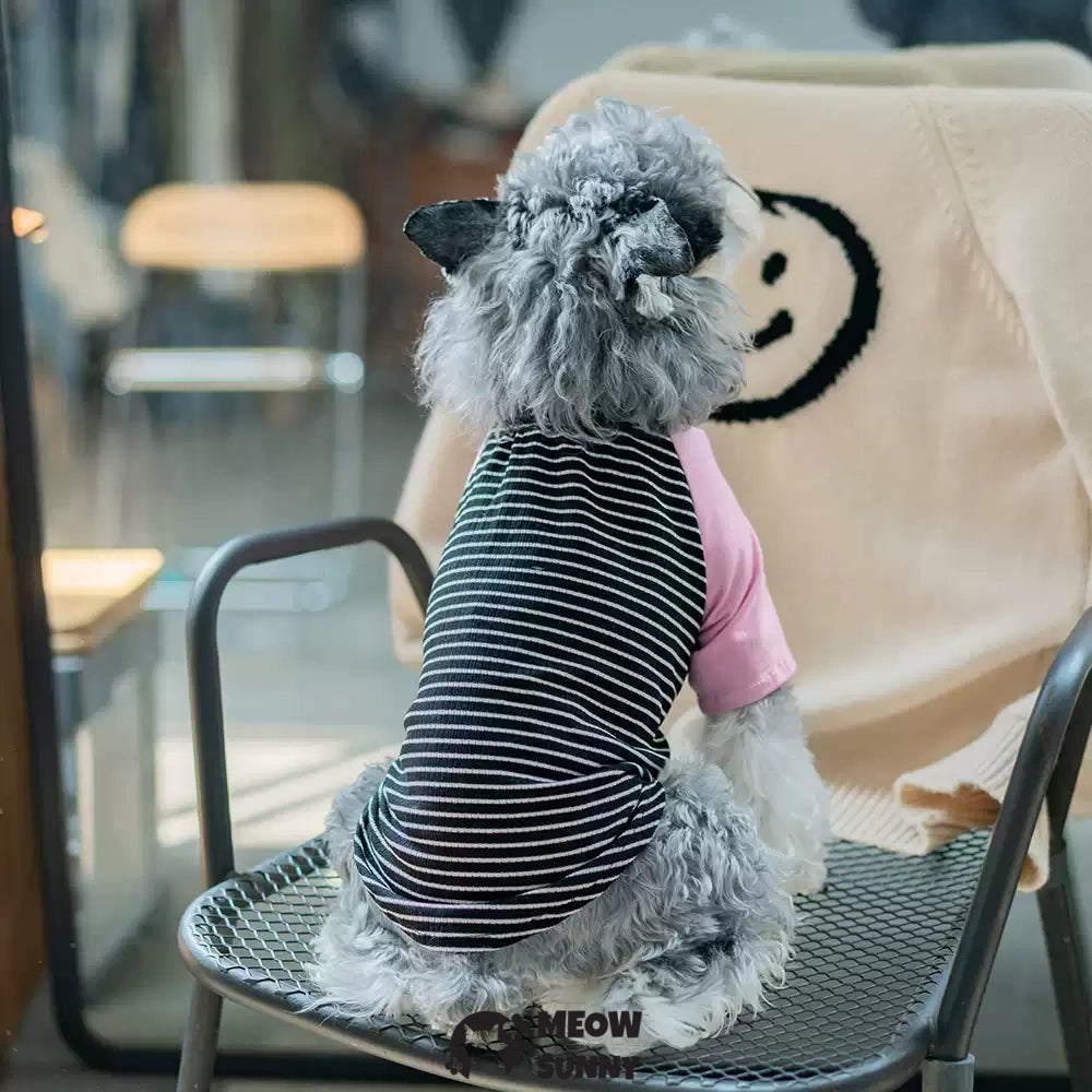 Black and pink patchwork summer thin dog Cotton T-shirt