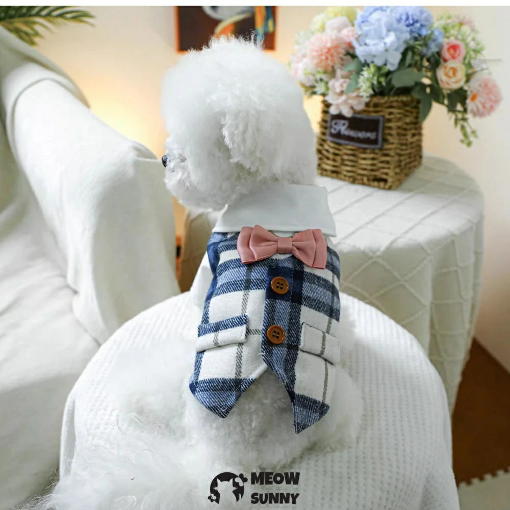 Black and white striped bow tie tuxedo dog clothes handsome gentleman suit