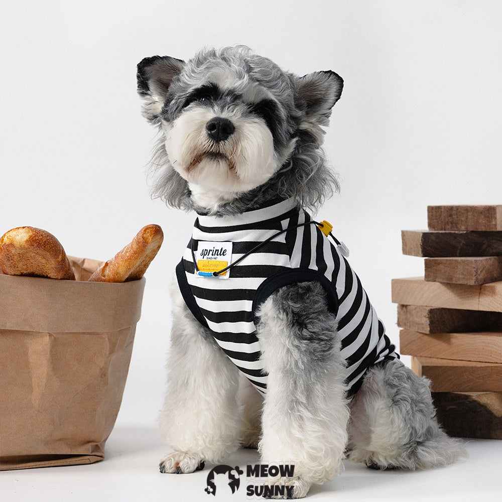 Black and white striped summer thin dog Comfort and Fashion T-shirt