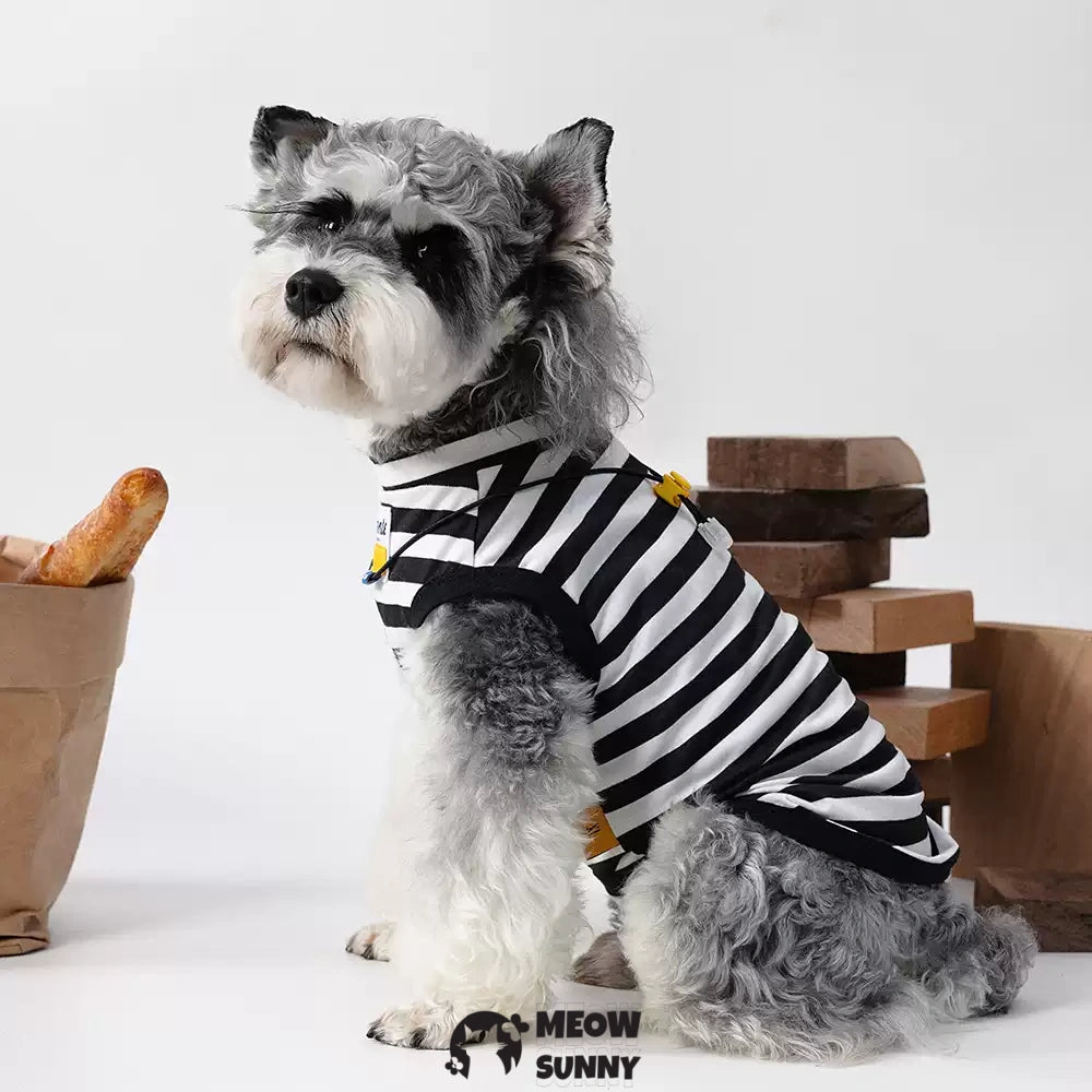 Black and white striped summer thin dog Comfort and Fashion T-shirt