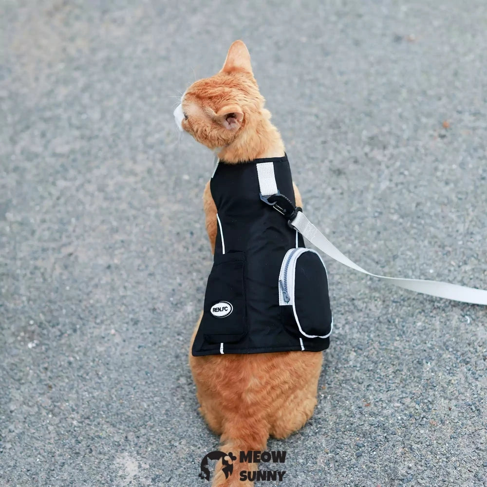 Black cat sun protection chest strap set for outdoor use