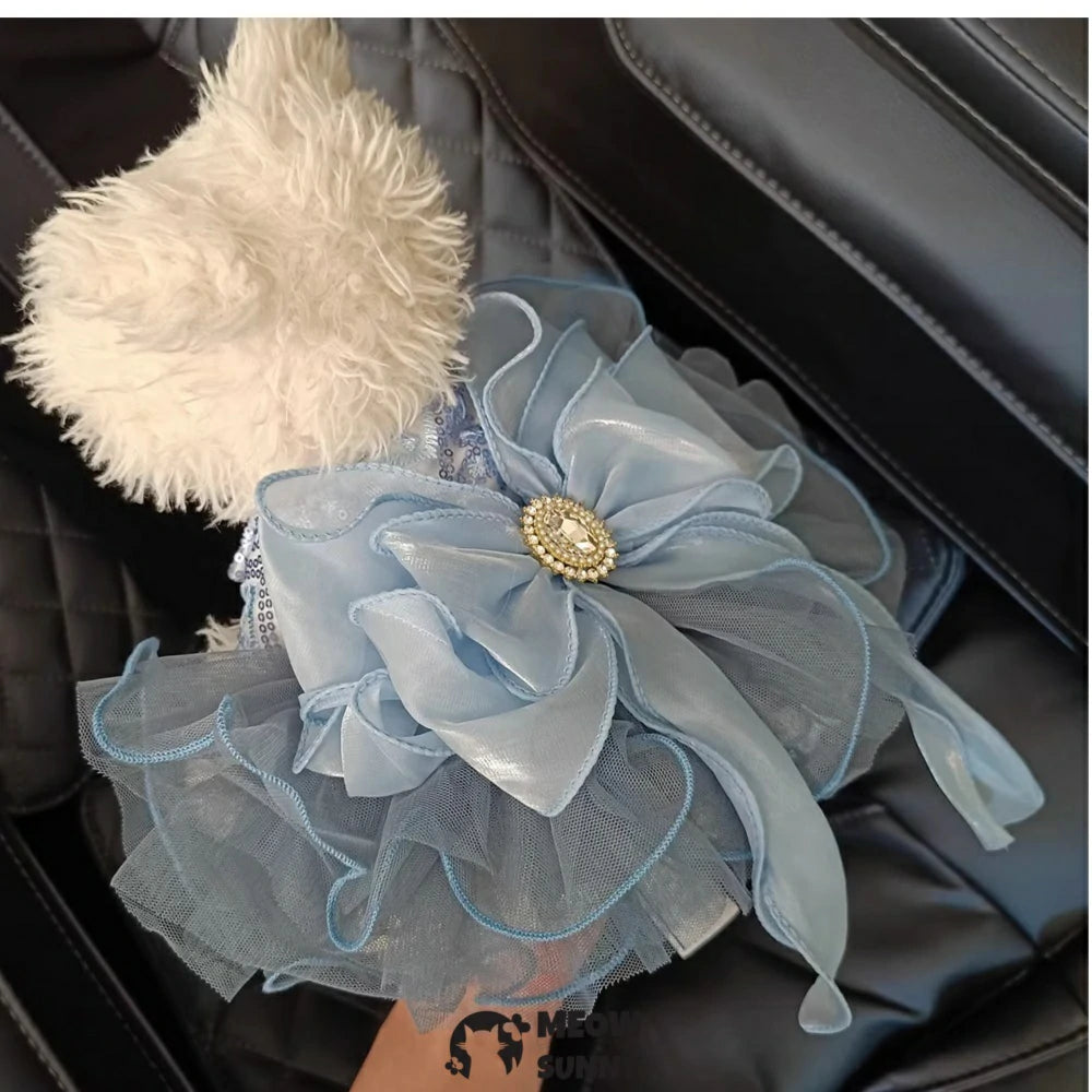 Blue Galaxy Wedding Dress Pet Clothes Dog Princess Dress