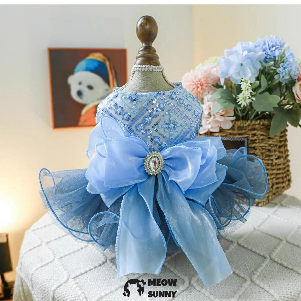 Blue Galaxy Wedding Dress Pet Clothes Dog Princess Dress