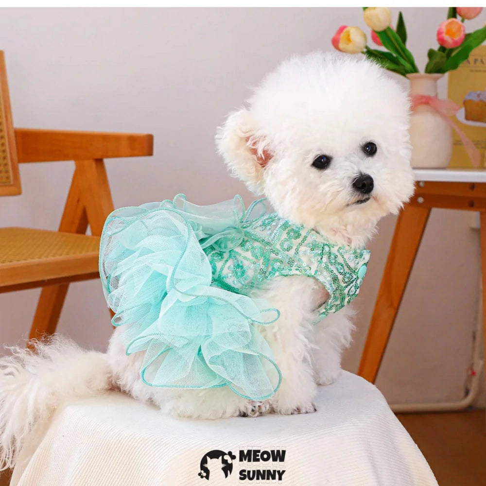 Blue Galaxy Wedding Dress Pet Clothes Dog Princess Dress