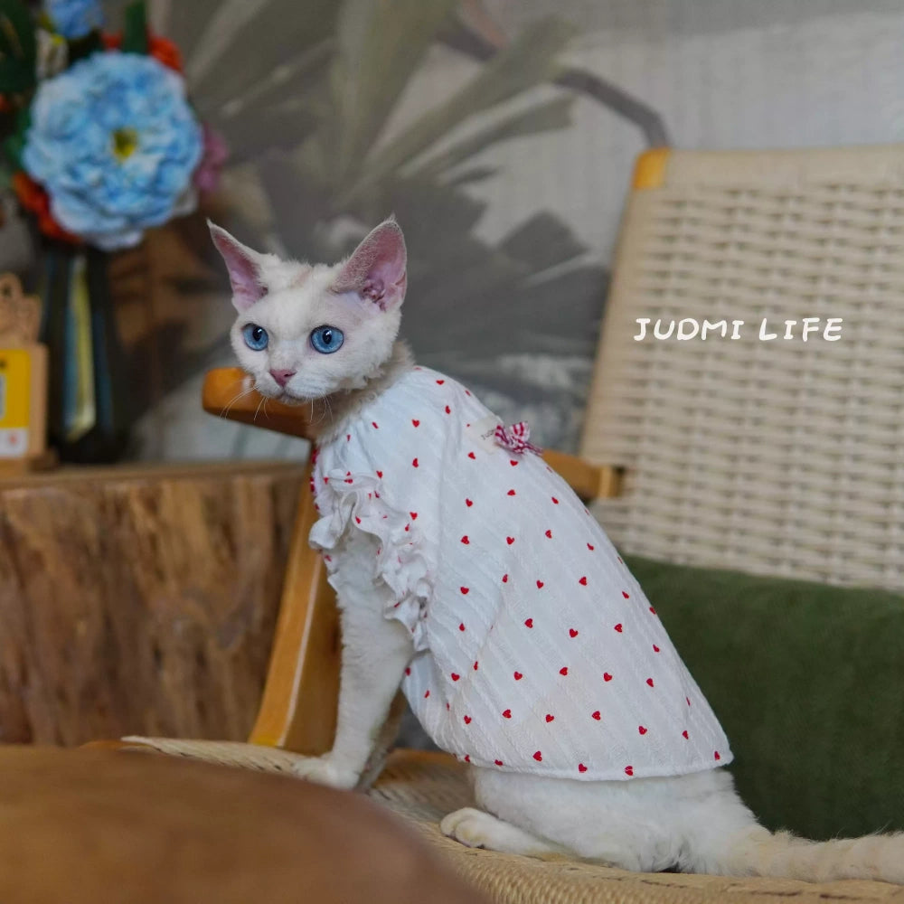 Breathable Cotton Cat Shirts for Hairless Cats, Summer Pet Apparel
