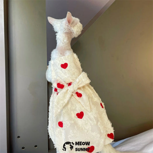 Breathable Cotton Summer Suspender Skirt Dress with Heart Print