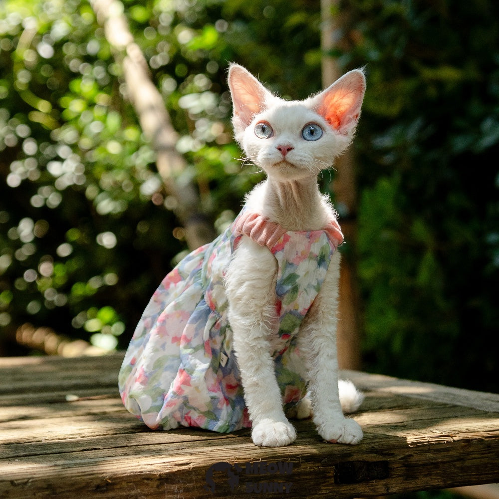 Sphynx Breathable Spring Autumn Cotton Dress with Floral Print Skirt