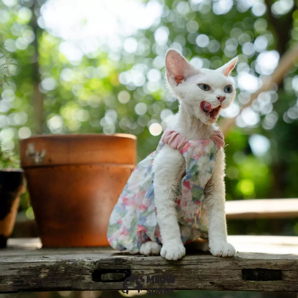 Sphynx Breathable Spring Autumn Cotton Dress with Floral Print Skirt