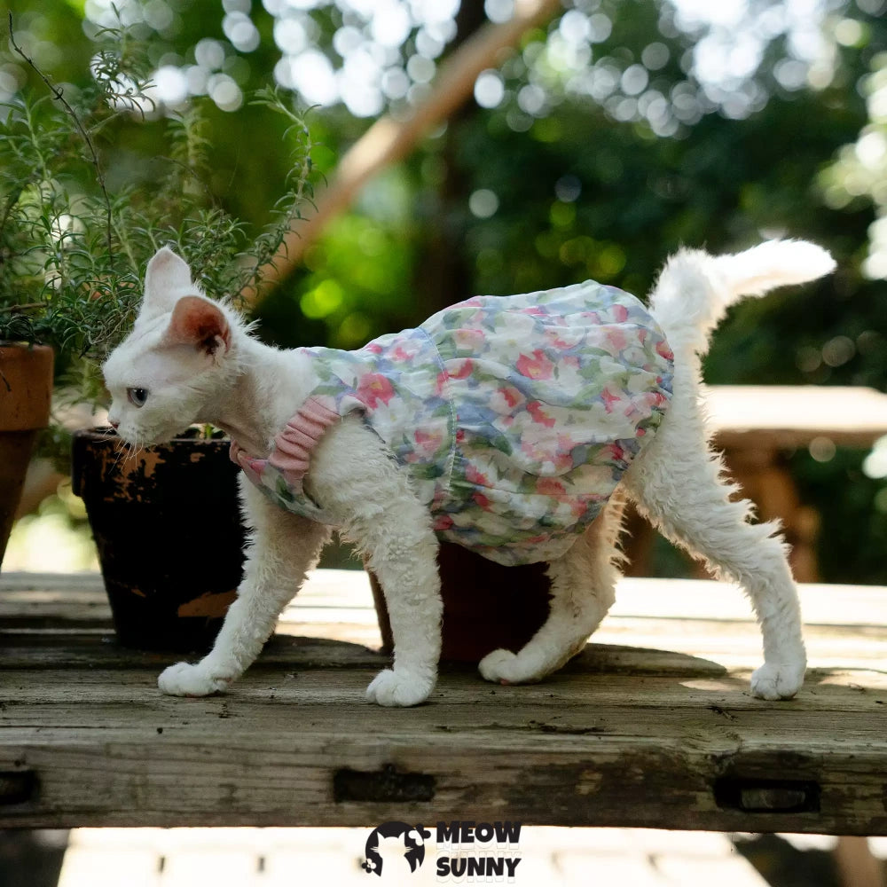 Sphynx Breathable Spring Autumn Cotton Dress with Floral Print Skirt