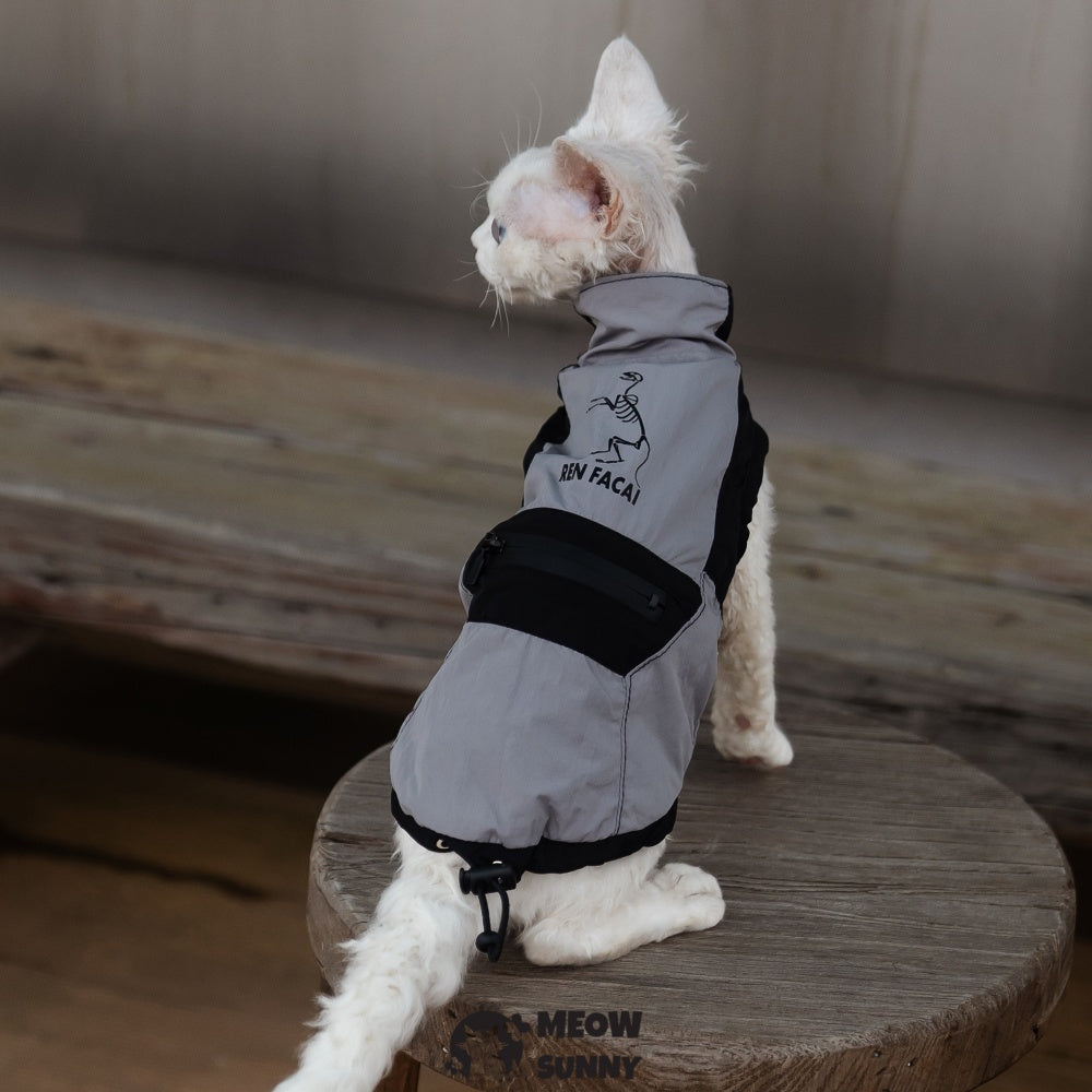 Breathable Spring Autumn Sphynx Hairless Cat Waterproof Black Jacket