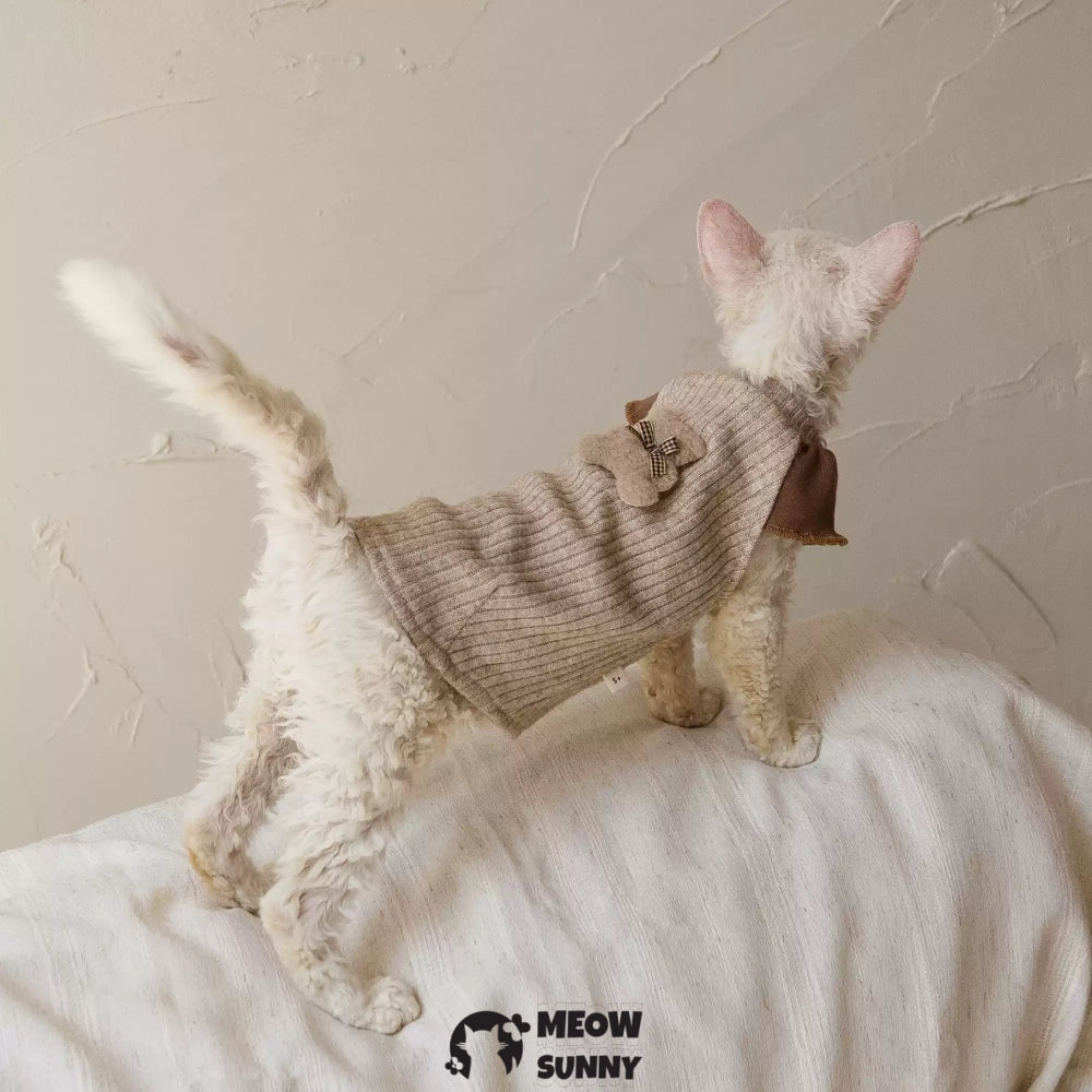 Brown Knitted Sweater for Sphynx and Hairless Cat Breeds