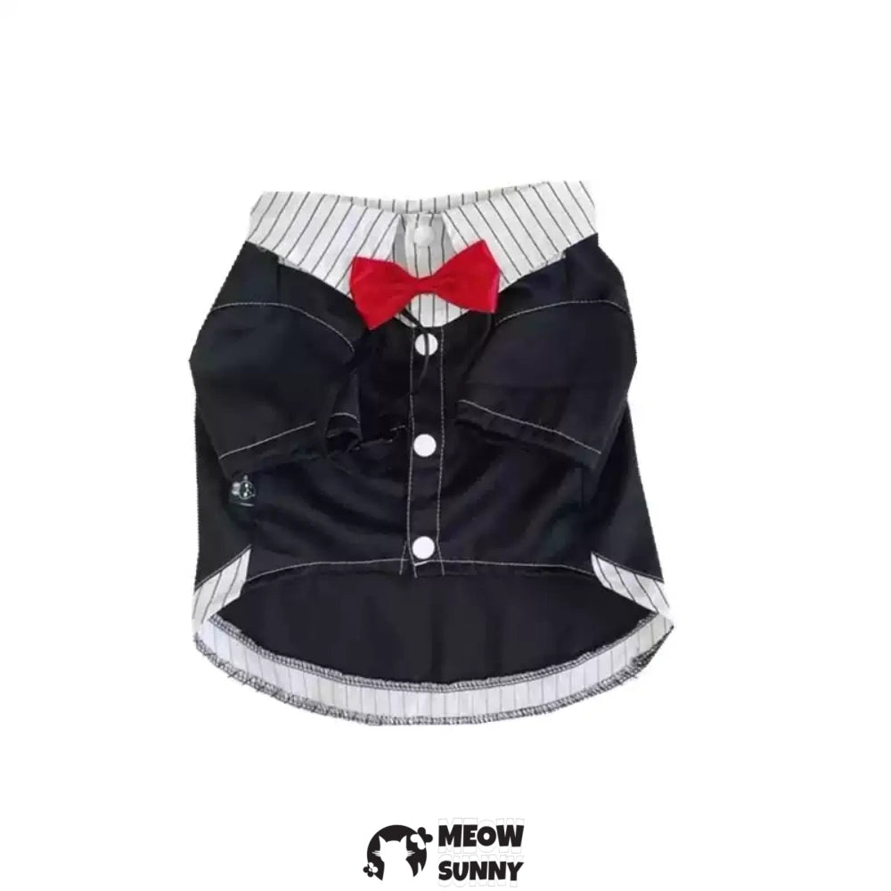 Bulldog Costume Dog Suit Formal Tuxedo with Red Bow Tie