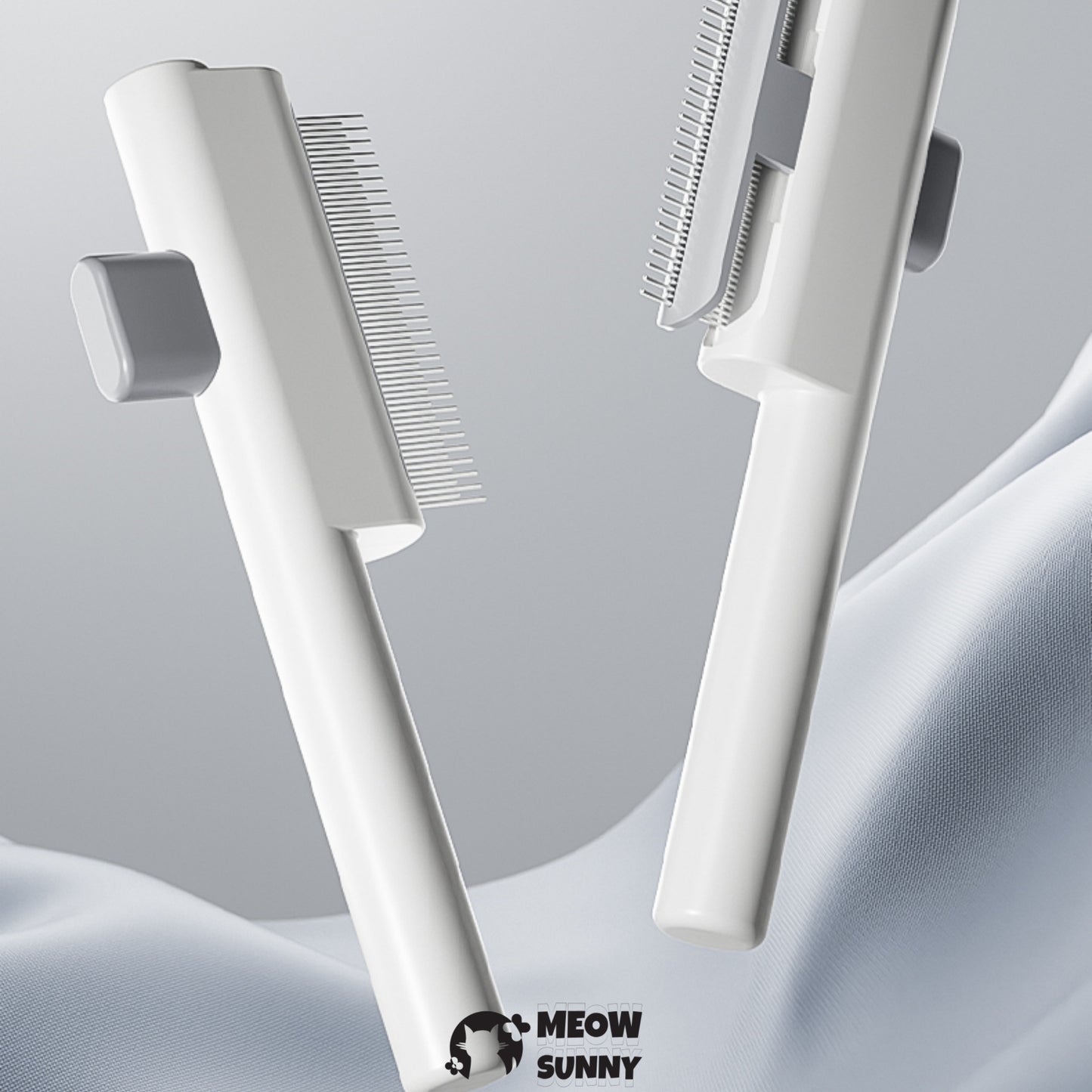Cat Brush with Release Button, Built-in Stainless Steel