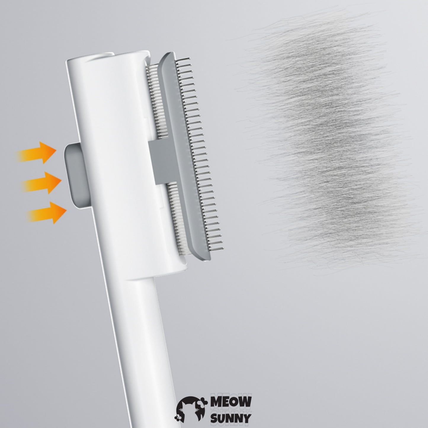 Cat Brush with Release Button, Built-in Stainless Steel