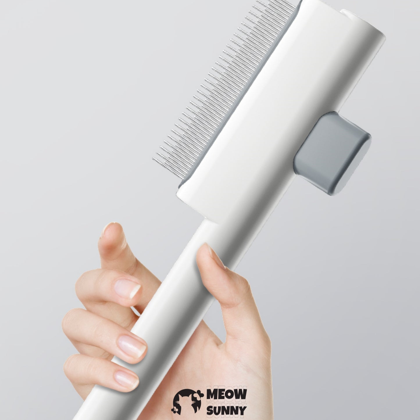Cat Brush with Release Button, Built-in Stainless Steel