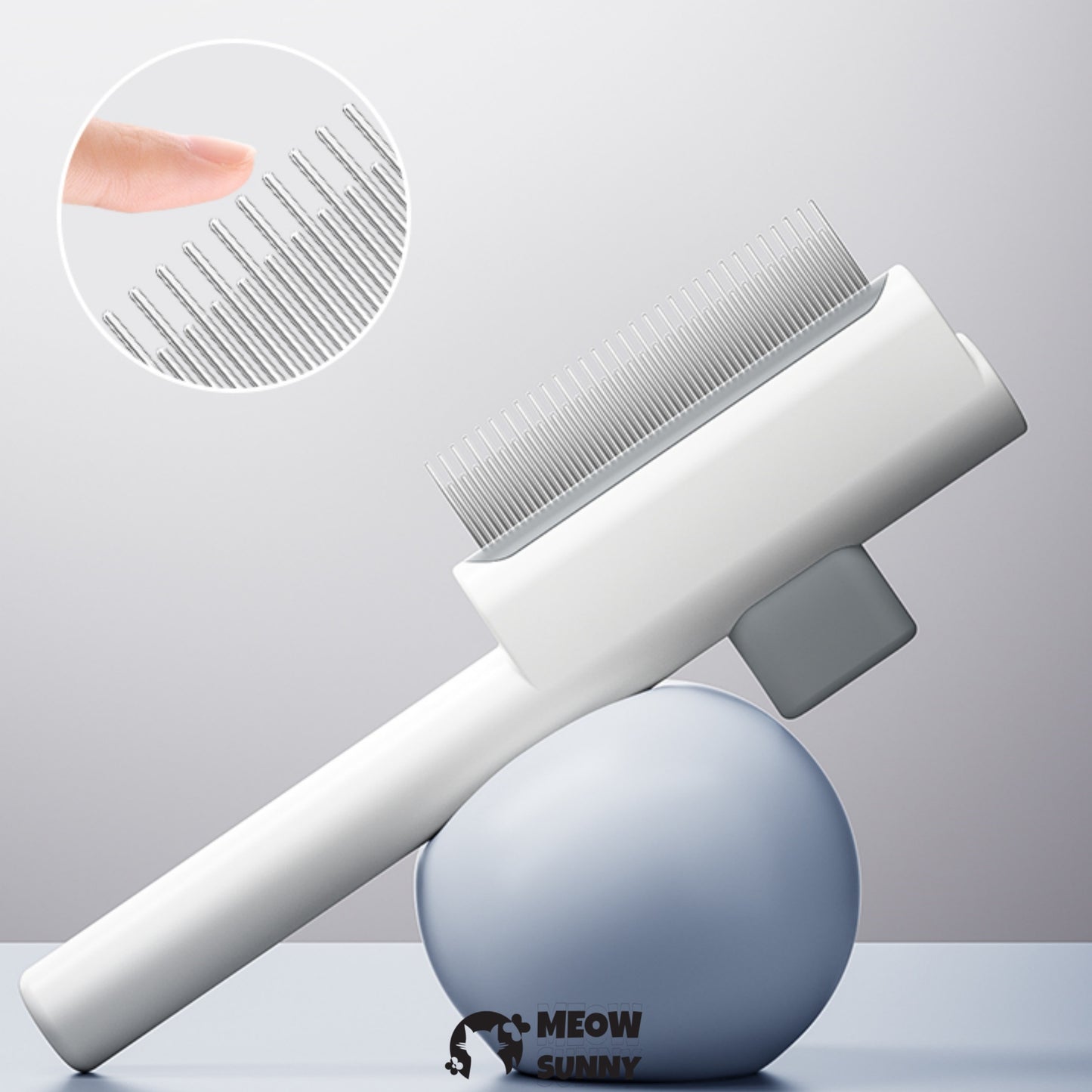 Cat Brush with Release Button, Built-in Stainless Steel