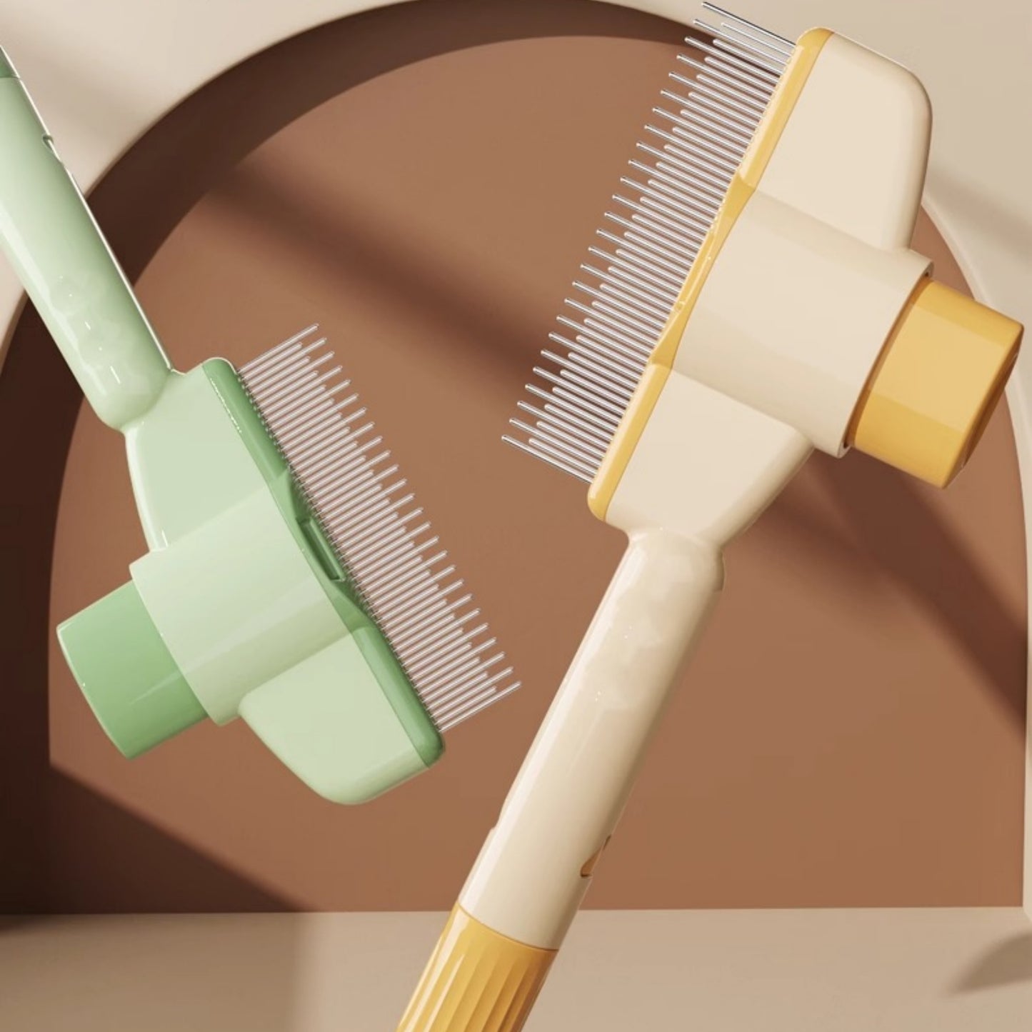 Cat Brush with Release Button, Built-in Stainless Steel