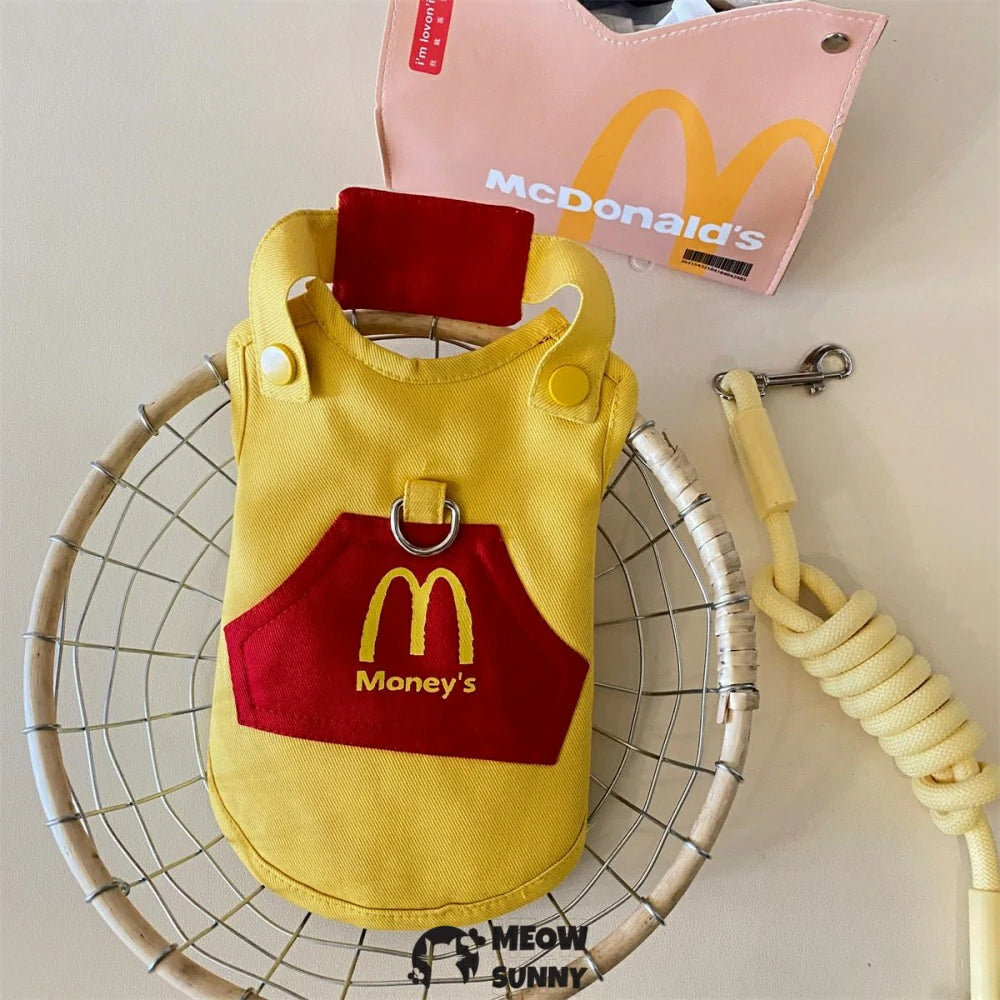 Cat Clothes Pure Cotton McDonald's Waiter COS Outing Chest Back Suit