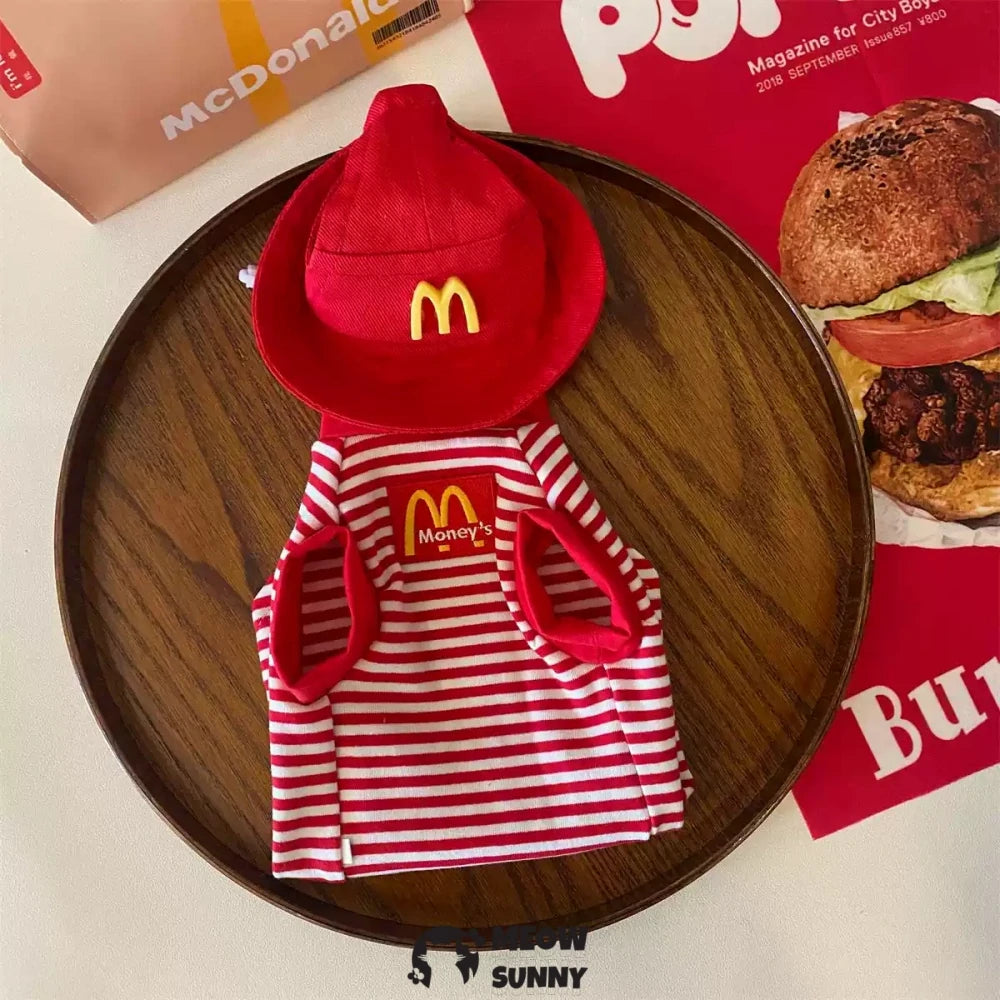 Cat Clothes Pure Cotton McDonald's Waiter COS Outing Chest Back Suit