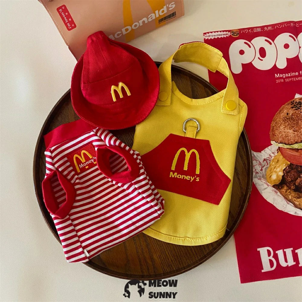 Cat Clothes Pure Cotton McDonald's Waiter COS Outing Chest Back Suit