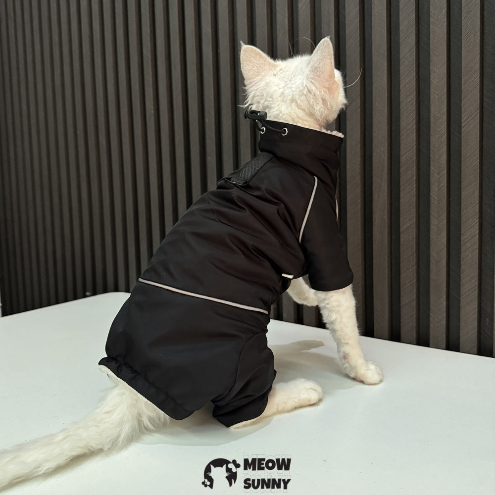 Cat Clothes with Anti-Shedding Fabric Soft Recovery Suit,Black