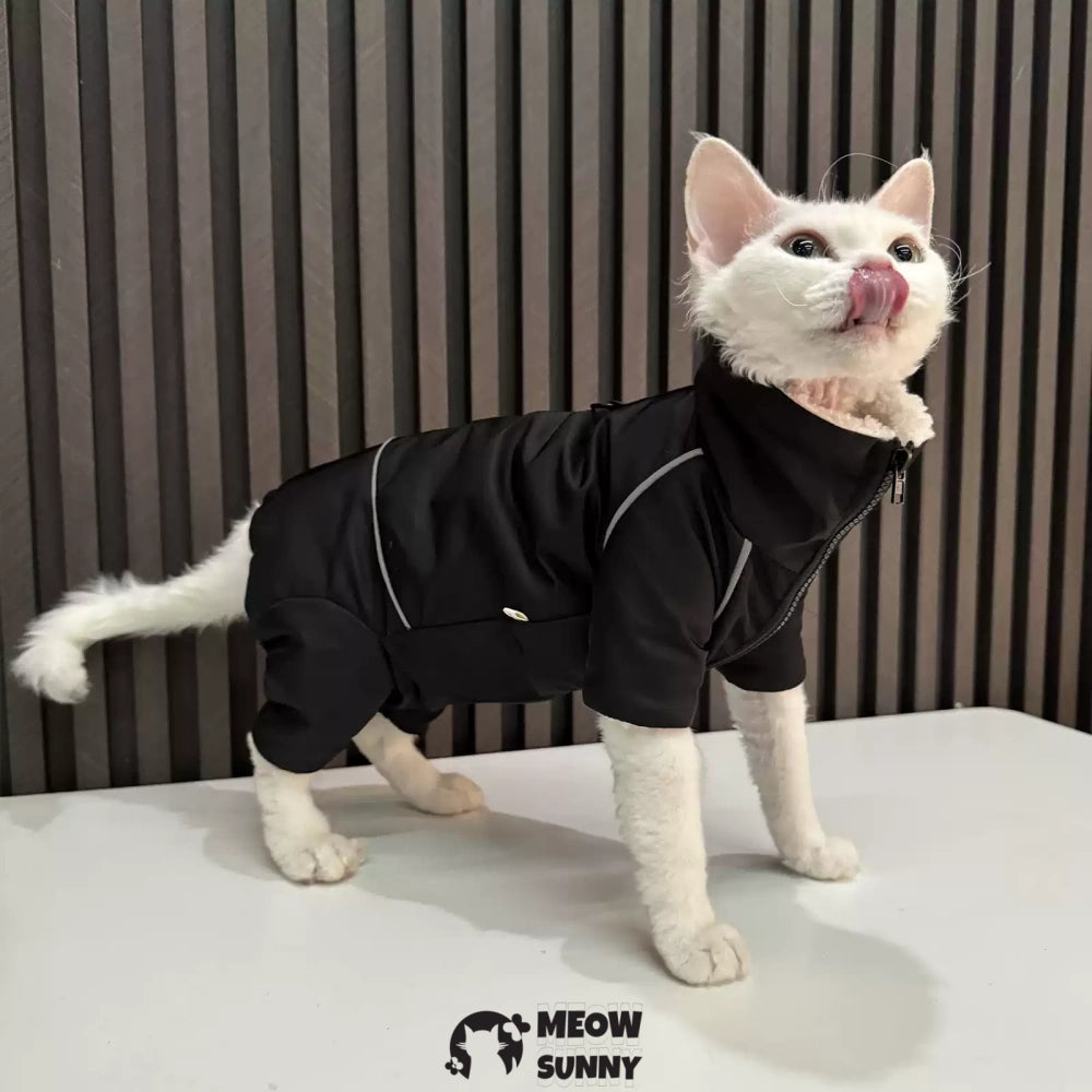 Cat Clothes with Anti-Shedding Fabric Soft Recovery Suit,Black