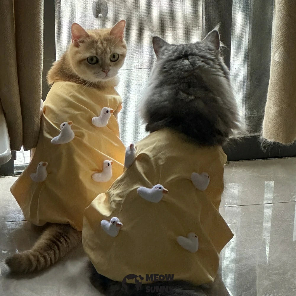 Cat Costume Duck Doll Decoration Yellow Dress