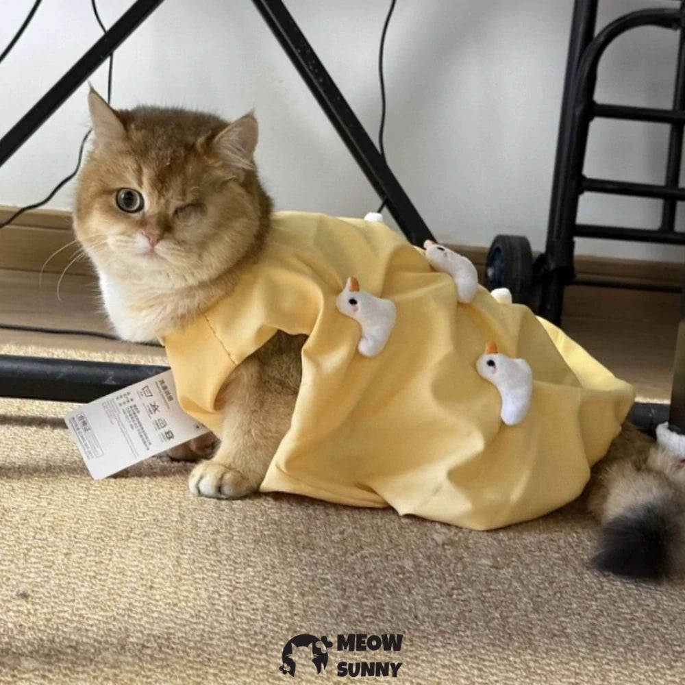 Cat Costume Duck Doll Decoration Yellow Dress