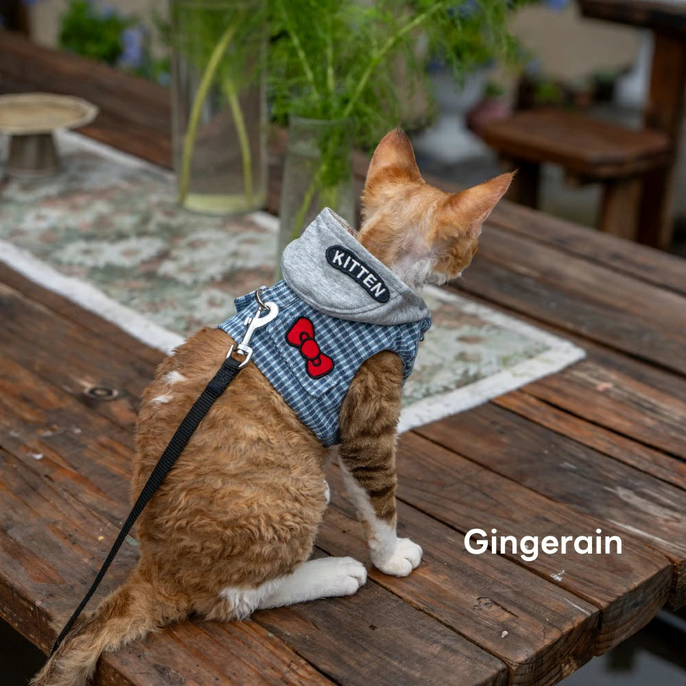 Cat Harness and Leash Set, Anti-Escape Kitten Hoodie, Soft and Breathable