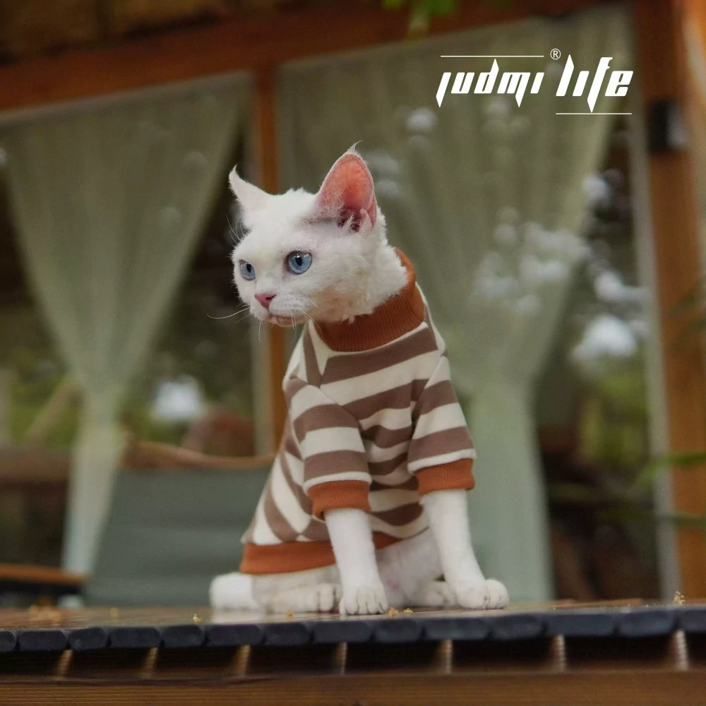 Cat Summer Cotton Breathable Striped T-shirt