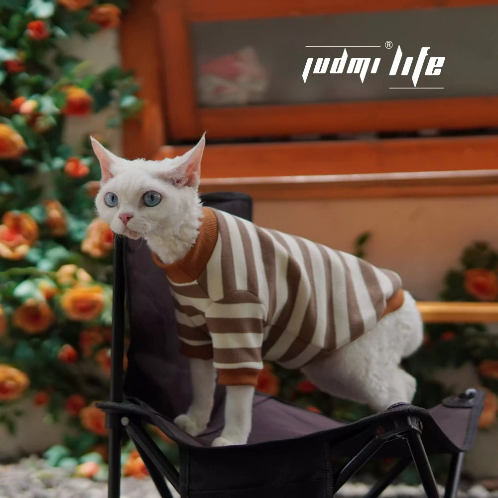 Cat Summer Cotton Breathable Striped T-shirt