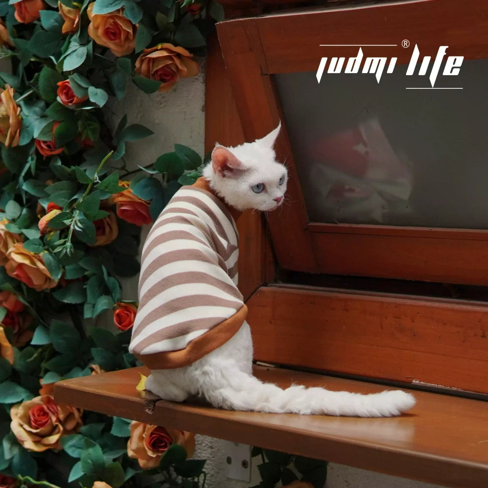 Cat Summer Cotton Breathable Striped T-shirt